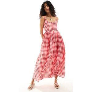 ASOS DESIGN voile picnic midi sundress in red gingham